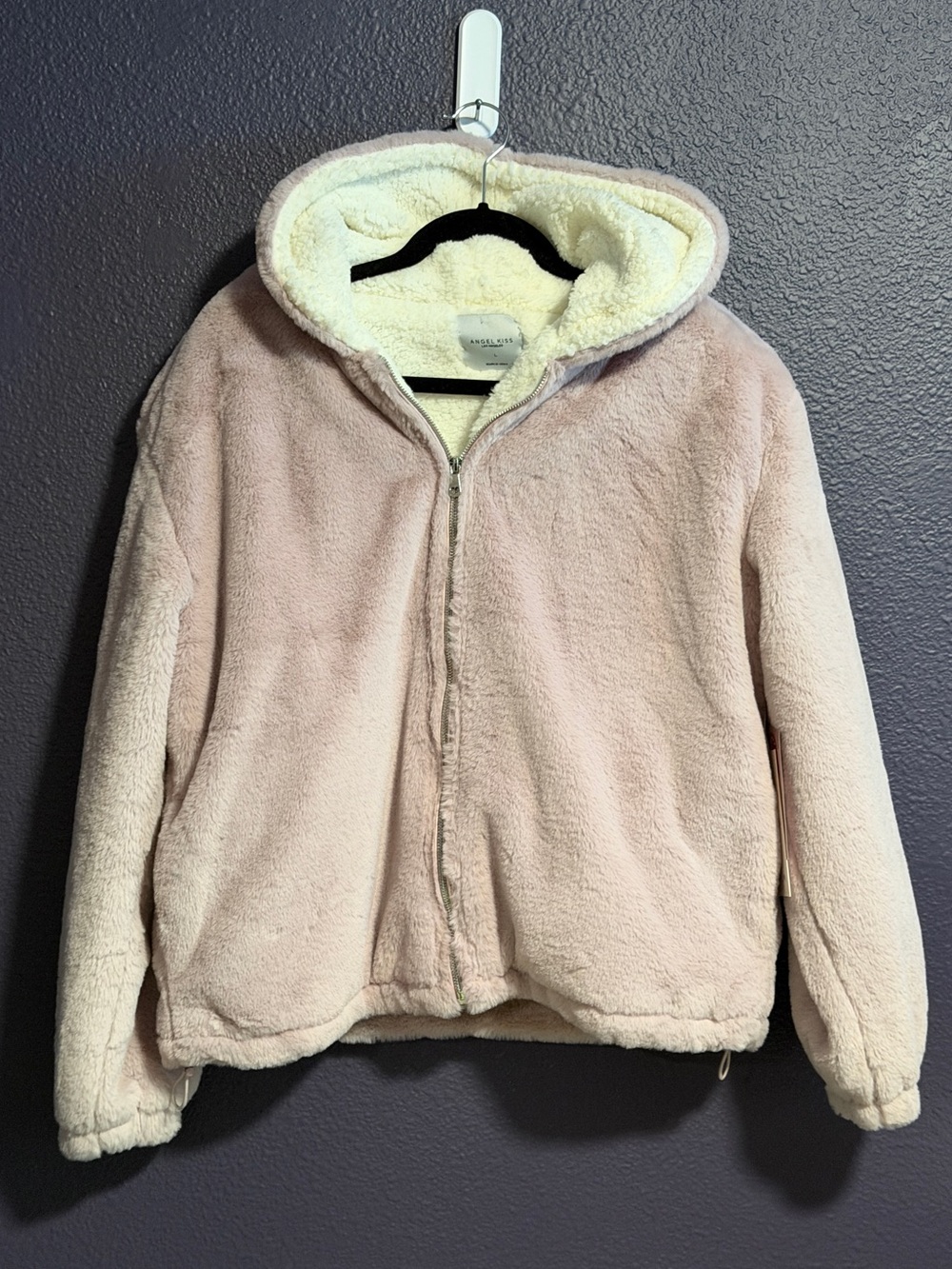 Angel Kiss Lavender Plush Hooded Jacket Faux Fur Lined